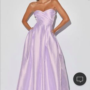 Lulus “princess moment” lilac strapless maxi dress